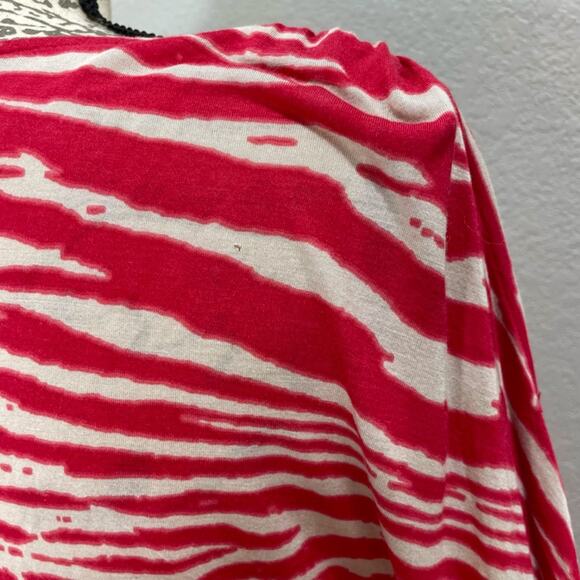 MICHAEL Michael Kors Red & White Animal Print Boat Neck Cold-Shoulder Top Large - Picture 10 of 13